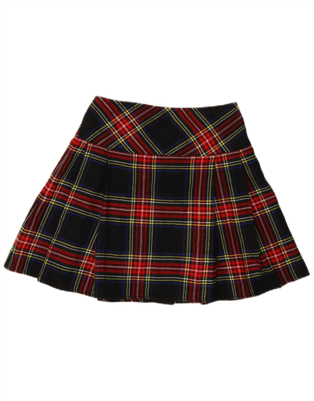 Vintage damska mini spódniczka kopertowa W30 średni granatowy akryl w kratę