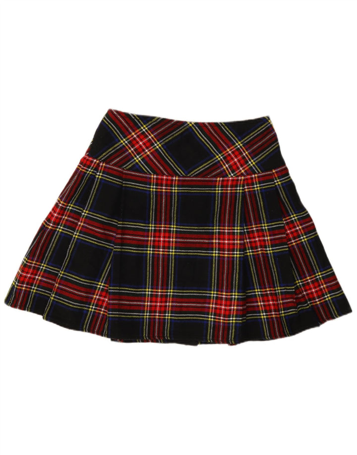 Vintage damska mini spódniczka kopertowa W30 średni granatowy akryl w kratę