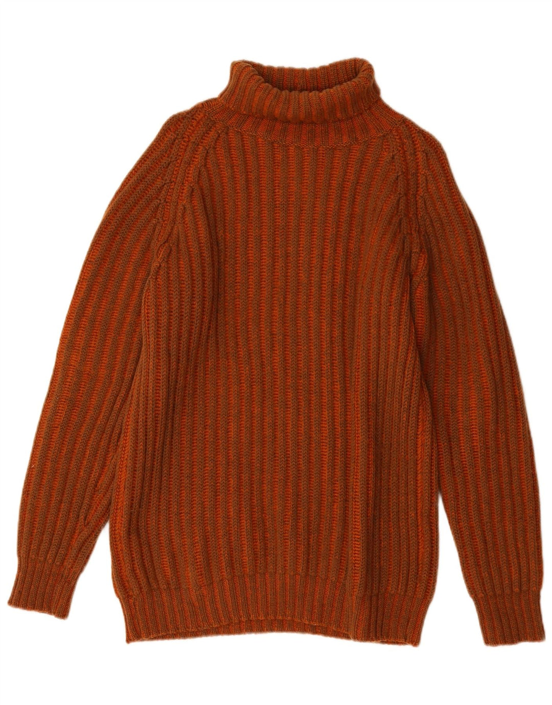 Vintage męski sweter z wywijanym dekoltem, duża, wełniana w pomarańczowe paski