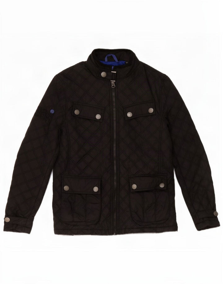 Męska pikowana kurtka Superdry Motorstyle UK 36, mała, czarna, z poliestru