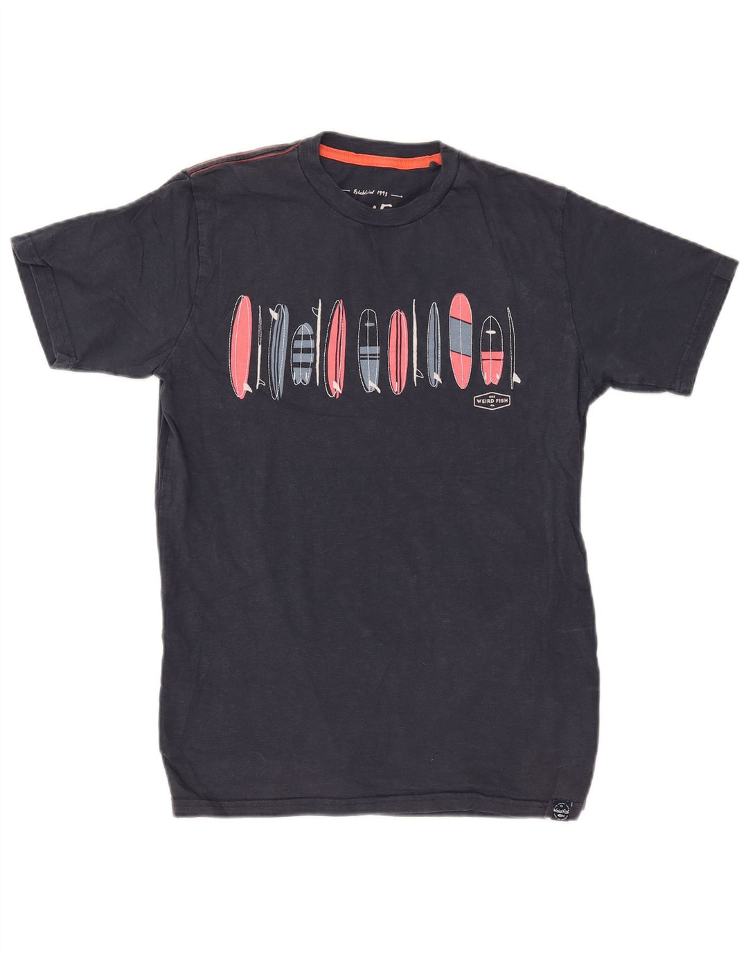 Męski T-shirt z grafiką WEIRD FISH, mały, granatowy, bawełniany