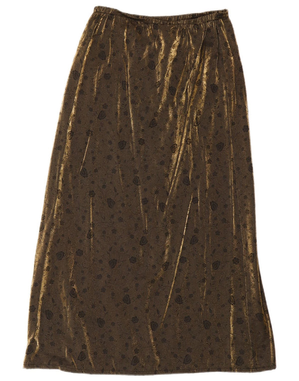 Vintage damska aksamitna spódnica maxi W38 XL w złote kwiaty