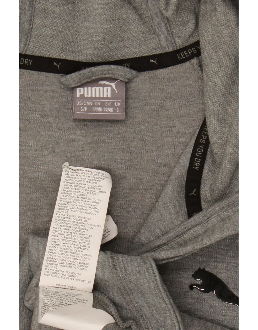 PUMA Mens Zip Hoodie Sweater Small Grey Colourblock Cotton Vintage Puma and Second-Hand Puma from Messina Hembry 