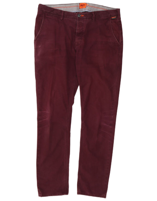 Męskie spodnie chino Superdry Slim Fit XL W38 L32 Burgundowa bawełna