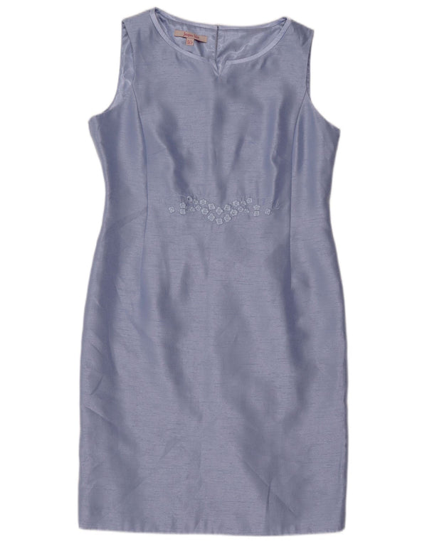 Damska sukienka bez rękawów Jaques Vert UK 14, duża niebieska wiskoza w kwiaty