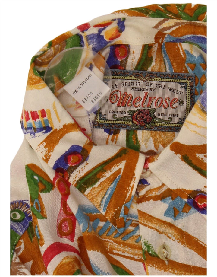 Męska koszula z krótkim rękawem Melrose w abstrakcyjny wzór, rozmiar 43/44 XL w kolorze złamanej bieli