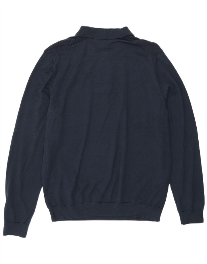 Marks & Spencer Męski sweter polo, duży, granatowy, geometryczny
