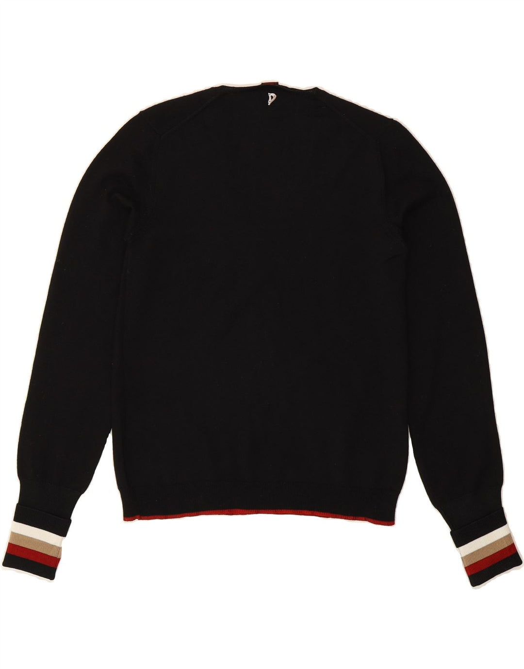 DONDUP Womens V-Neck Jumper Sweater UK 12 Medium Black Wool Vintage Dondup and Second-Hand Dondup from Messina Hembry 