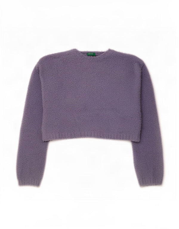 Damski sweter Benetton Crop Boat Neck Sweter UK 14 Średni Fiolet