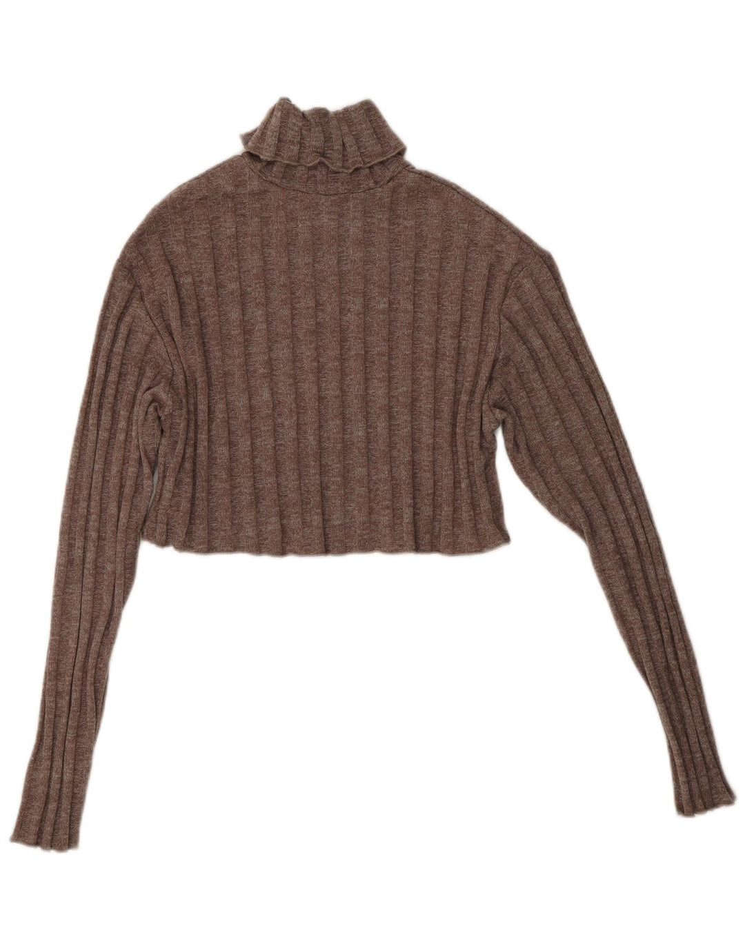 Damski sweter ZARA z okrągłym dekoltem, UK 10, mały, brązowy poliester