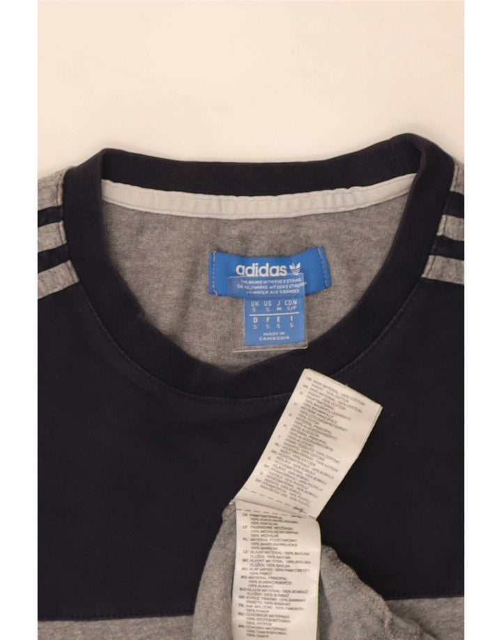 Adidas Męska koszulka Top, mała, szara, bawełniana z blokami kolorów