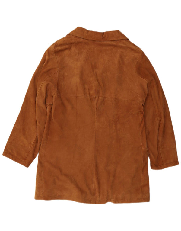 Vintage Womens Suede Jacket IT 46 Large Brown Leather