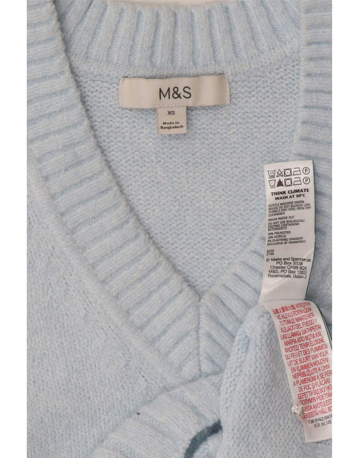 Marks & Spencer Damski sweter oversize z dekoltem w kształcie litery V, UK 6 XS, niebieski