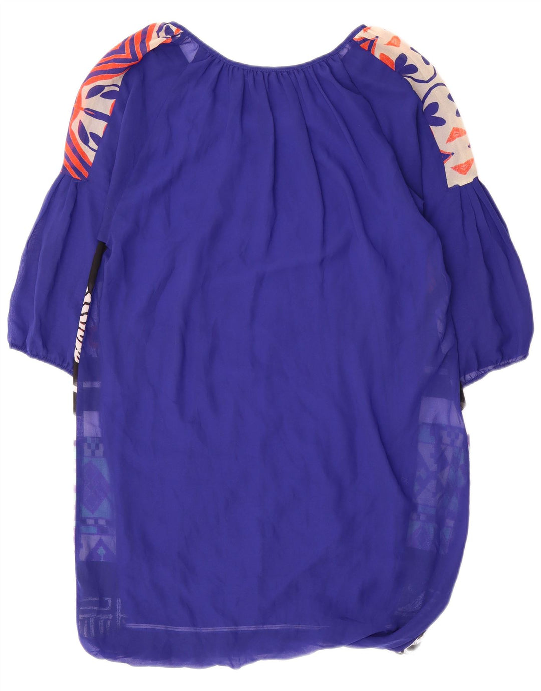 Desigual damska graficzna sukienka kaftan z rękawem 3/4 UK 14, średni niebieski patchwork