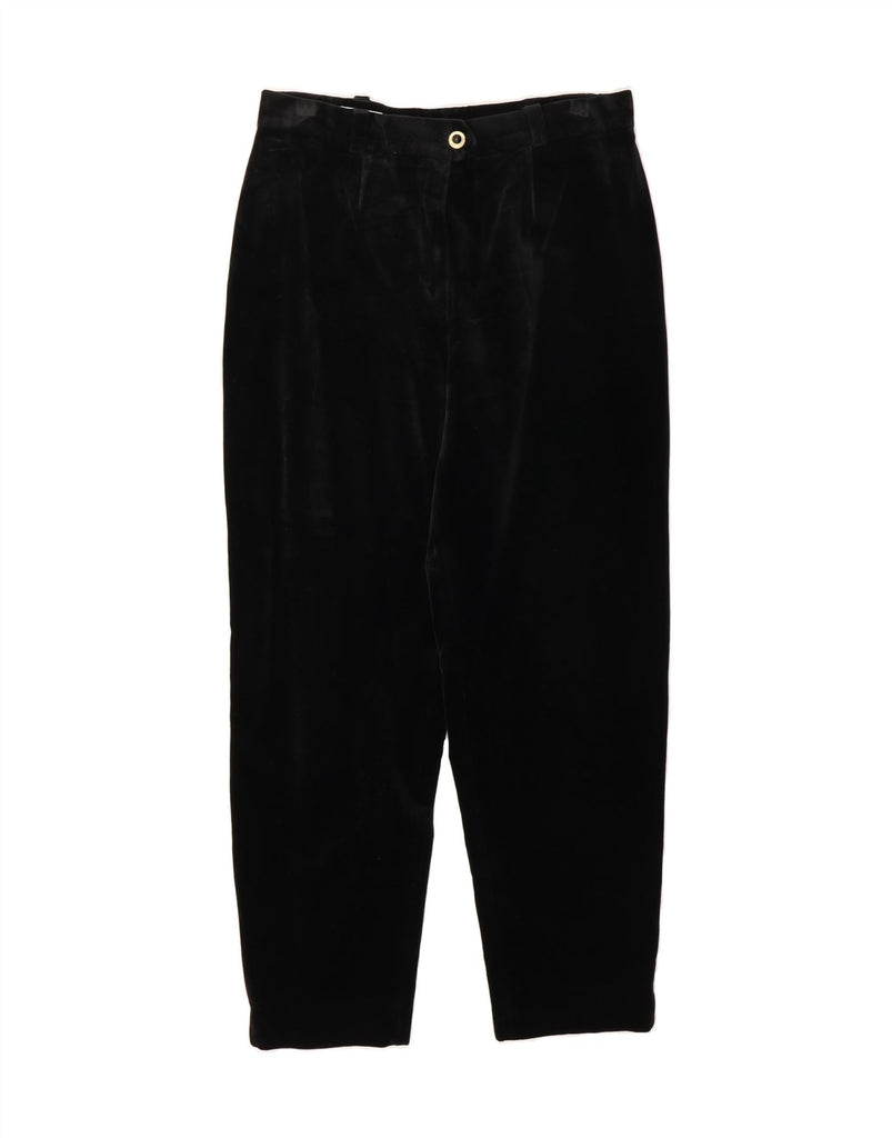 BASLER Womens Velvet Straight Casual Trousers UK 16 Large W31 L28 Black Vintage Basler and Second-Hand Basler from Messina Hembry 