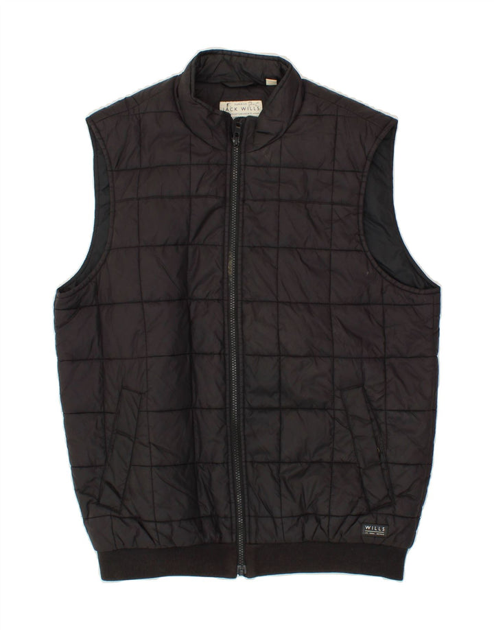 JACK WILLS Mens Padded Gilet UK 38 Medium Black Nylon Vintage Jack Wills and Second-Hand Jack Wills from Messina Hembry 