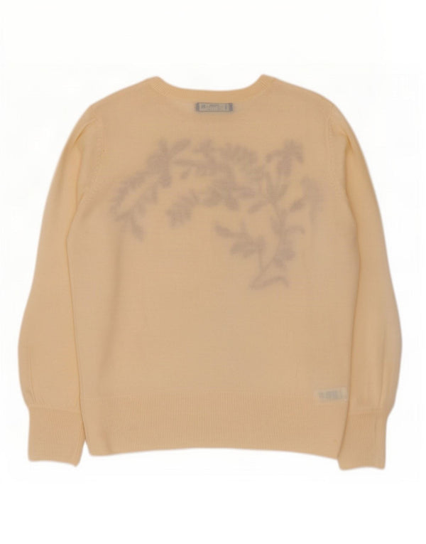 Marks & Spencer Womens Boat Neck Jumper Sweater UK 12 Medium Beige Floral