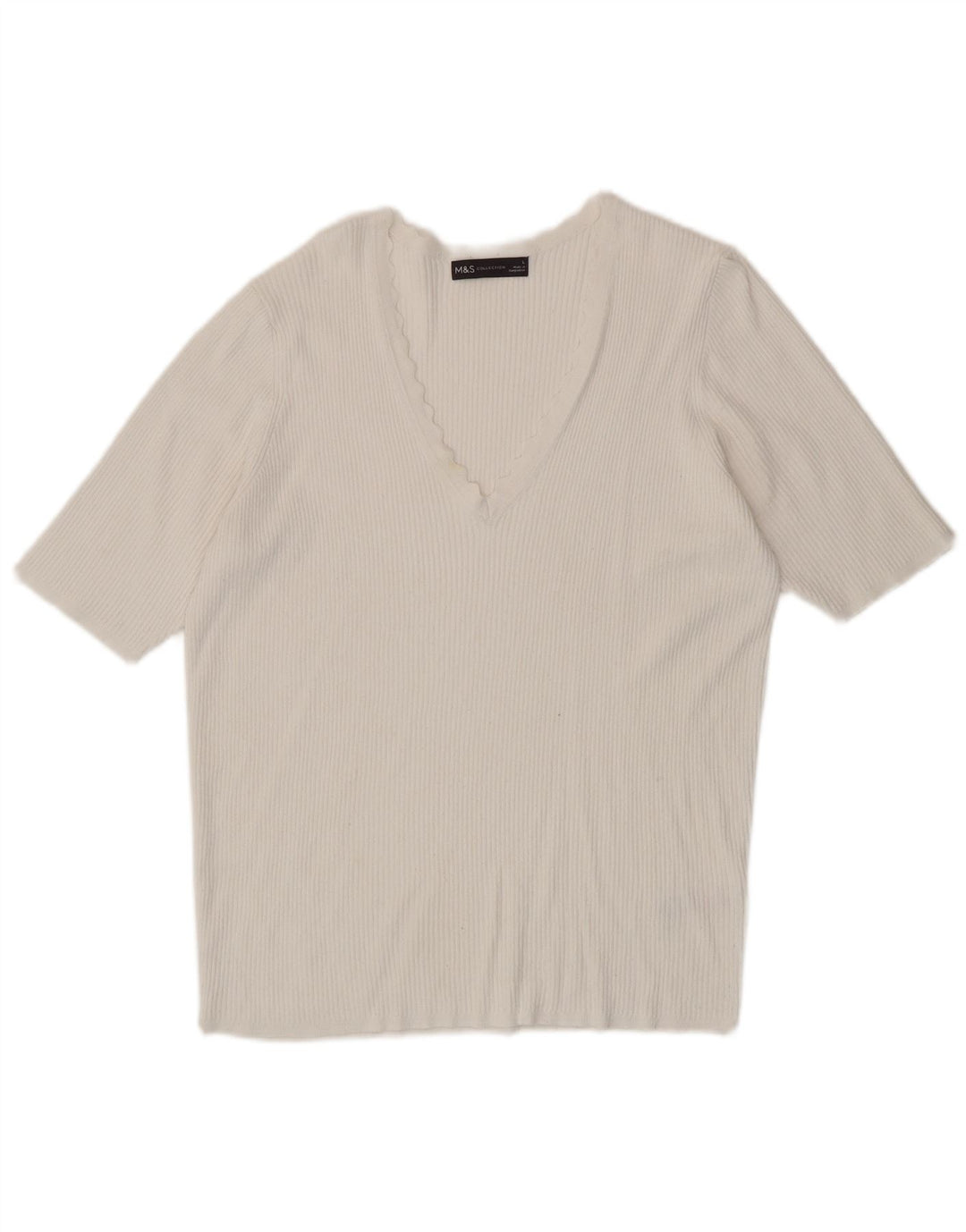 T-shirt damski Marks & Spencer Top UK 14 Large, biała wiskoza