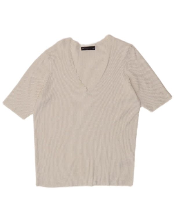 T-shirt damski Marks & Spencer Top UK 14 Large, biała wiskoza