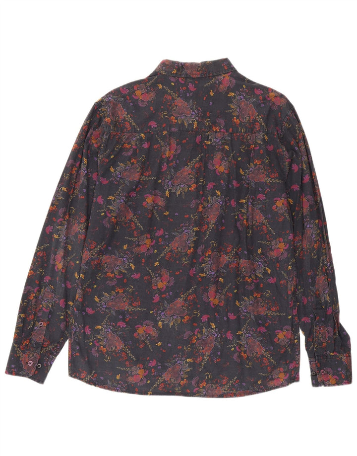 Koszula męska w stylu vintage, duża, czarna, bawełniana w kwiaty