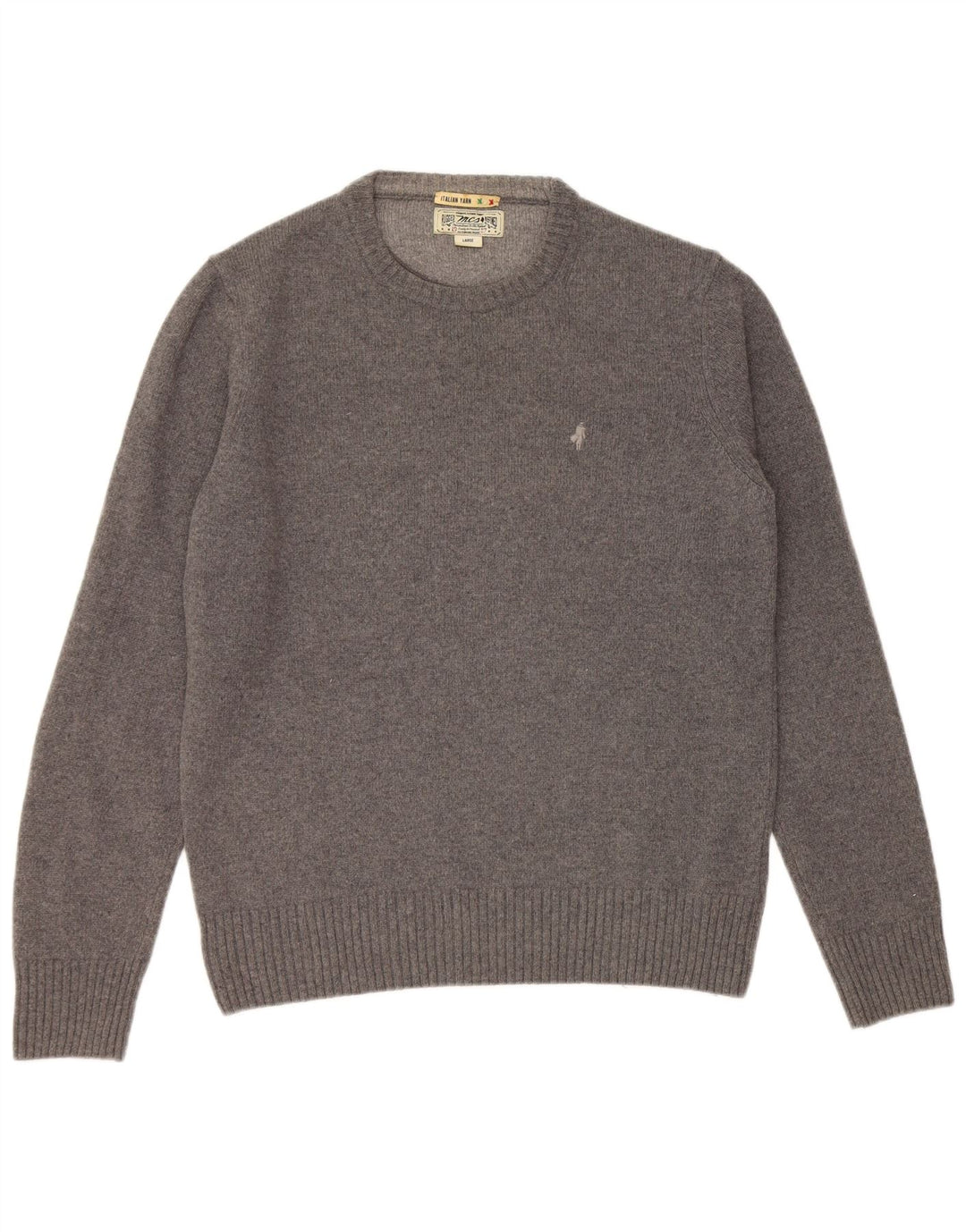 Marlboro Classics Męski sweter z okrągłym dekoltem, duży, szary, wełniany