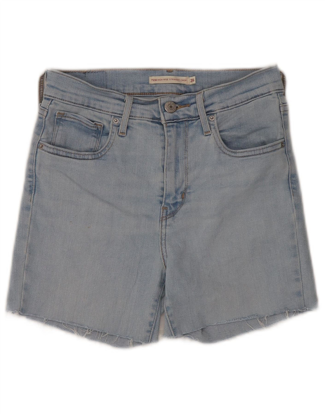 Damskie spodenki jeansowe Levi's 724 z wysokim stanem W26, małe, niebieskie, bawełniane