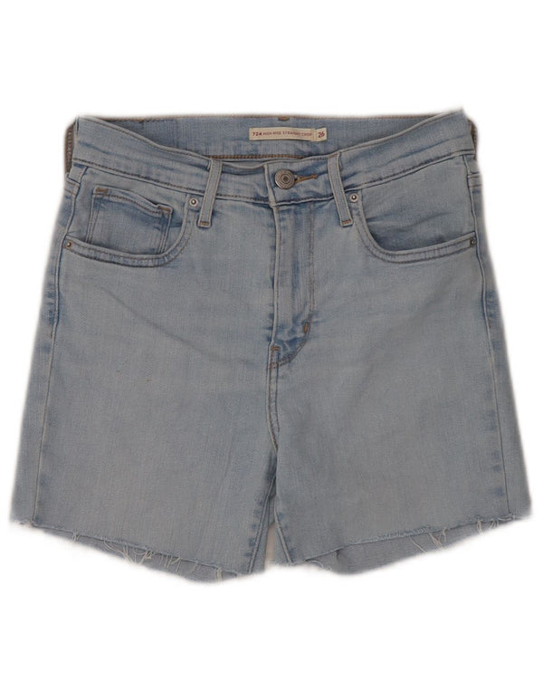 Damskie spodenki jeansowe Levi's 724 z wysokim stanem W26, małe, niebieskie, bawełniane