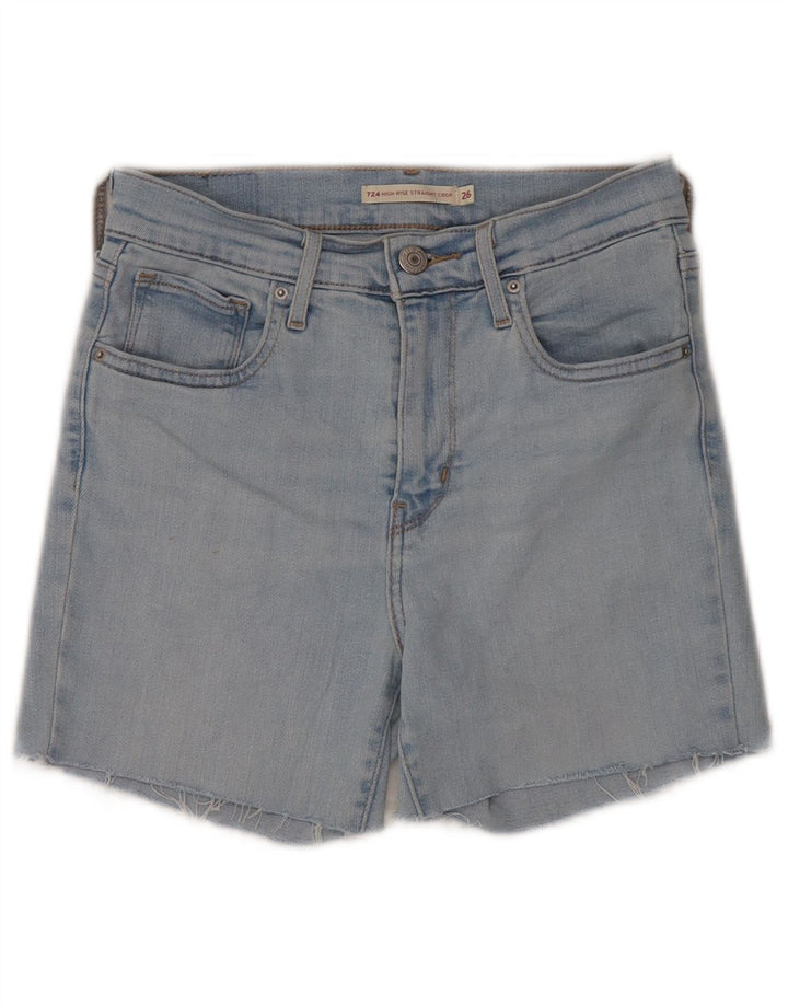 Damskie spodenki jeansowe Levi's 724 z wysokim stanem W26, małe, niebieskie, bawełniane