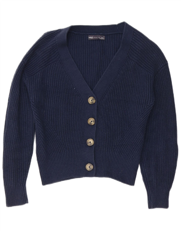 Marks & Spencer Damski sweter rozpinany UK 10, mały, granatowy, bawełniany