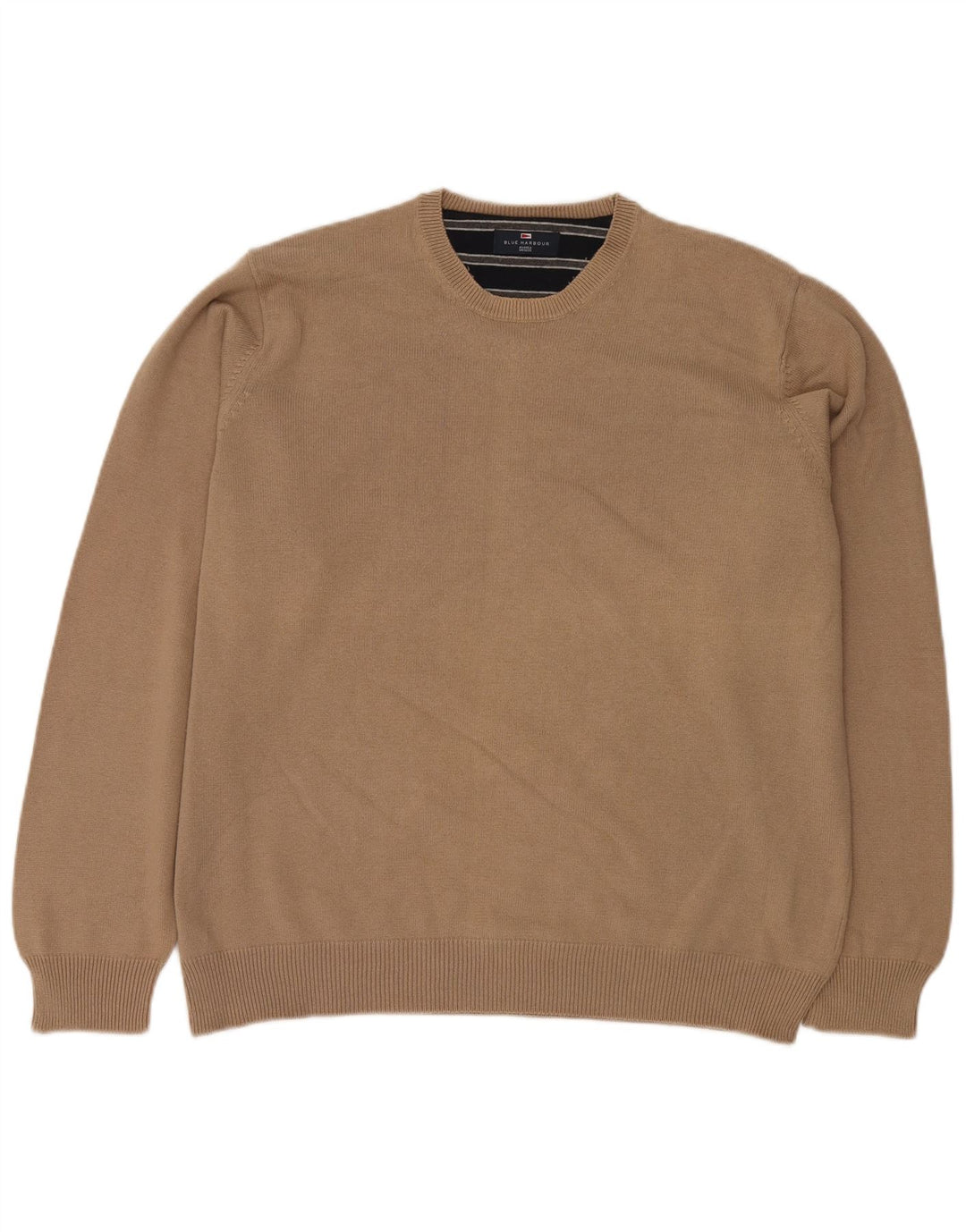 MARKS & SPENCER Męski niebieski sweter z okrągłym dekoltem i okrągłym dekoltem XL, beżowy, bawełniany