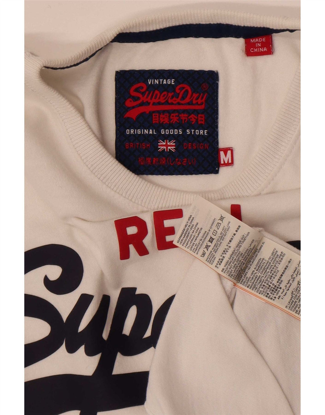 Męska koszulka Superdry Regular Graphic Top, średnia biała bawełna