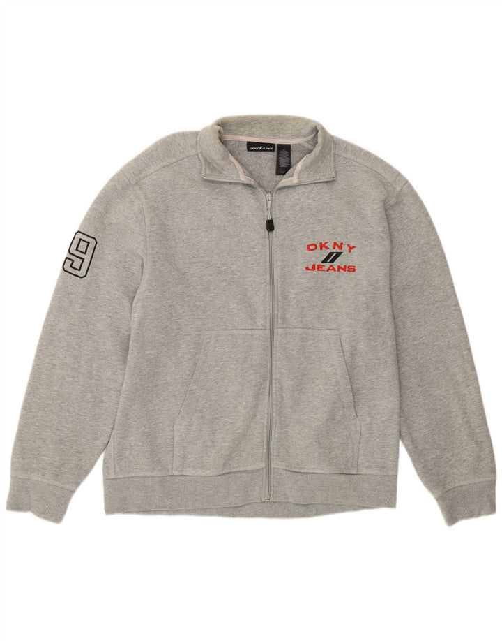 Męska kurtka dresowa Dkny z grafiką, średnia szara bawełna