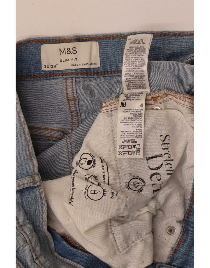 Marks & Spencer Męskie jeansy slim W32 L29 Niebieskie bawełniane