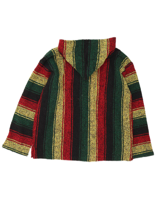 Vintage męski meksykański sweter z kapturem, średni, wielokolorowe paski