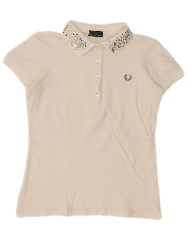 Damska koszulka polo Fred Perry UK 10, mała, biała