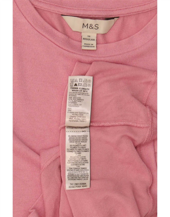 Marks & Spencer Damski top z długim rękawem UK 12, średnioróżowy, wiskoza