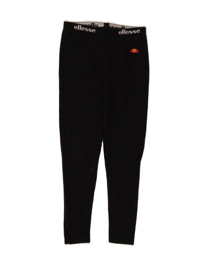 ELLESSE Womens Graphic Leggings UK 10 Small  Black Cotton Vintage Ellesse and Second-Hand Ellesse from Messina Hembry 