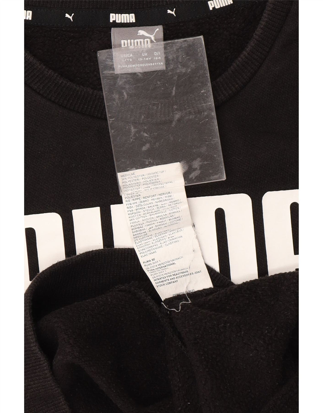 Chłopięcy sweter z grafiką PUMA, 13-14 lat, czarny, bawełniany