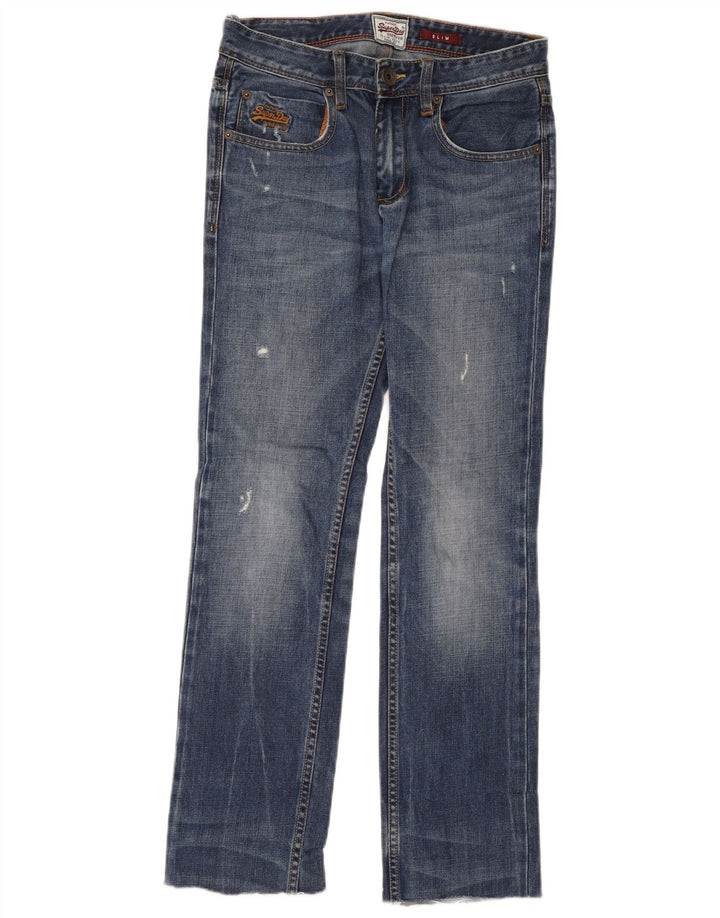 Damskie jeansy Superdry w trudnej sytuacji W28 L32, niebieska bawełna