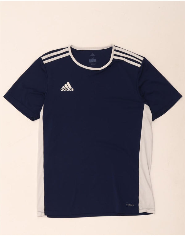 Adidas Mens Climalite T-Shirt Top Medium Navy Blue Colourblock Polyester