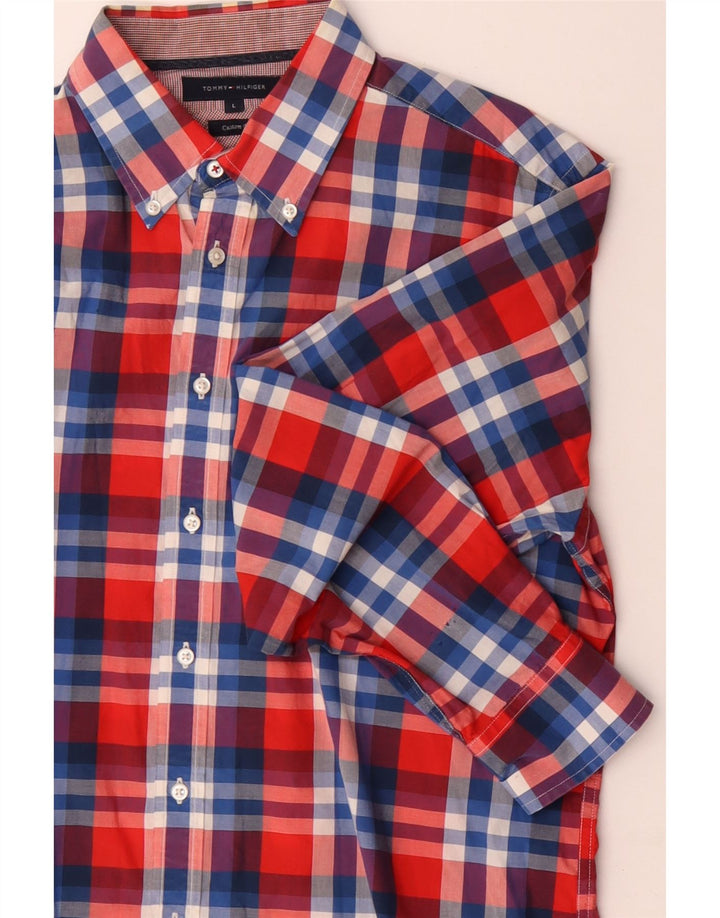 Męska koszula o dopasowanym kroju TOMMY HILFIGER, duża, wielokolorowa, bawełniana w kratę