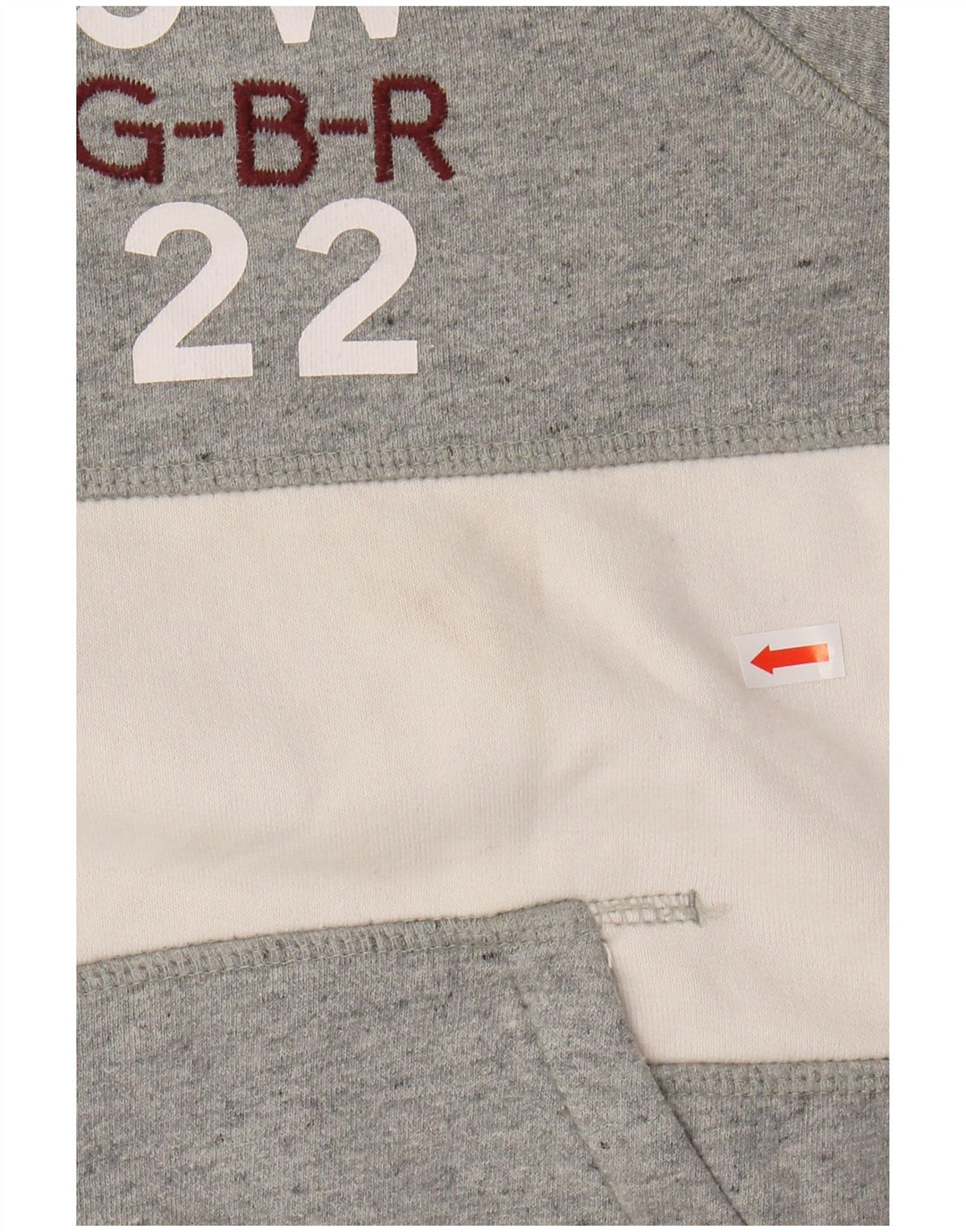 Damski sweter z kapturem i grafiką JACK WILLS UK 12, średnioszary, z blokami kolorów