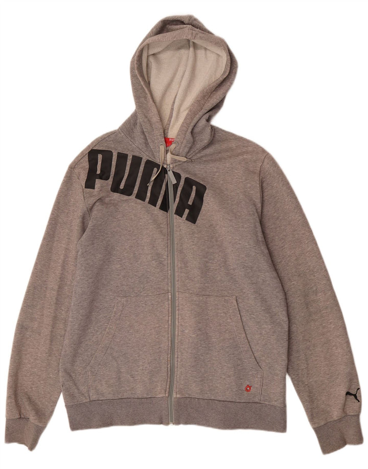 Męski sweter z kapturem i zamkiem błyskawicznym Puma, średnioszary, bawełniany