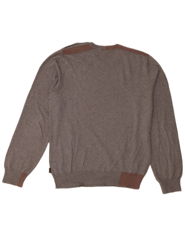 Męski sweter Paul Smith z okrągłym dekoltem, średnioszary, bawełniany w bloki kolorów