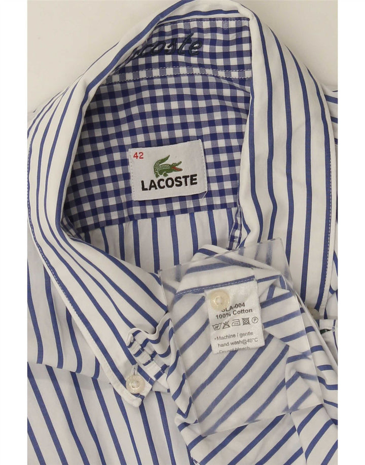 Koszula męska Lacoste rozmiar 42, duża, biała, bawełniana w prążki