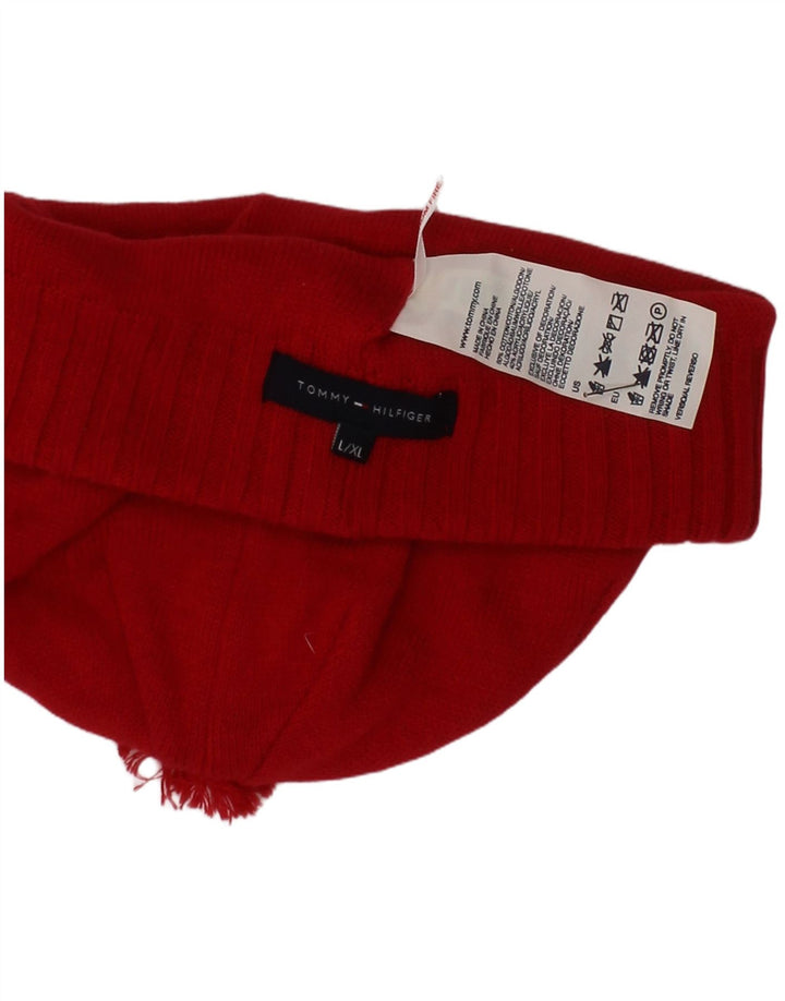 Damska dzianinowa czapka beanie Tommy Hilfiger, duża/XL, czerwona, bawełniana