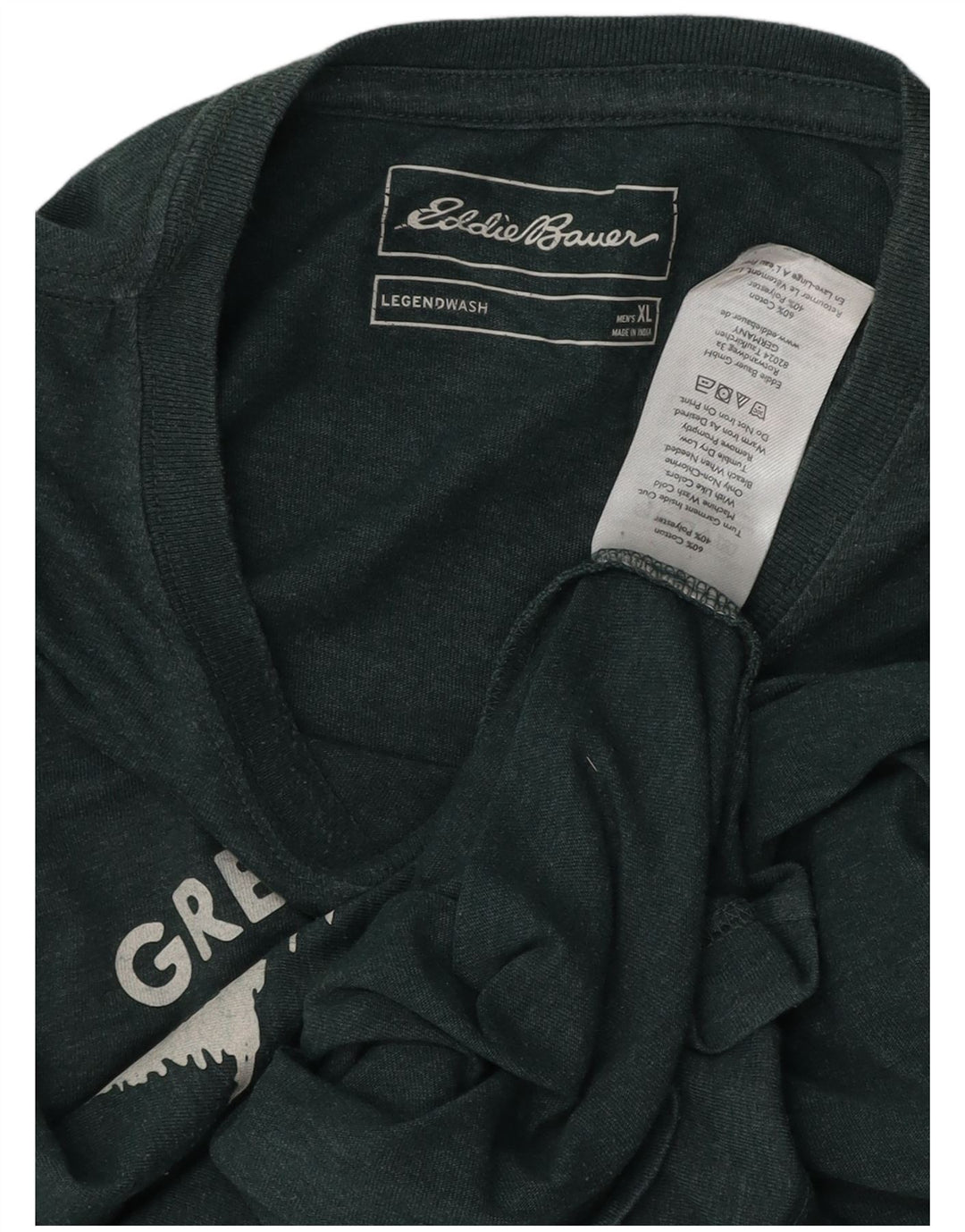 Męska koszulka z grafiką EDDIE BAUER, góra XL, zielona bawełna