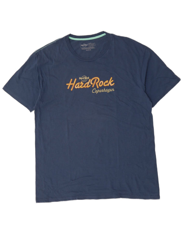 HARD ROCK CAFE Męski T-shirt z grafiką Kopenhaga, góra XL, niebieska, bawełniana