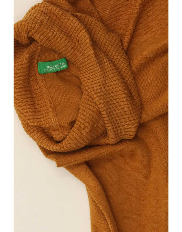 Sweter damski Benetton z wywijanym dekoltem UK 8, mały, żółty