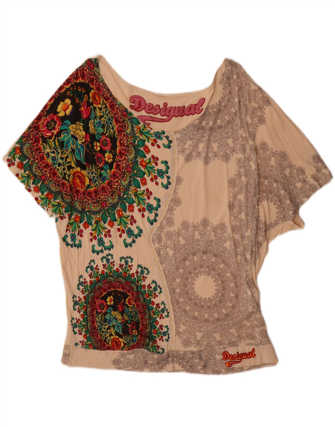 Damska bluzka Desigual Batwing Top UK 12 Medium Off White Floral